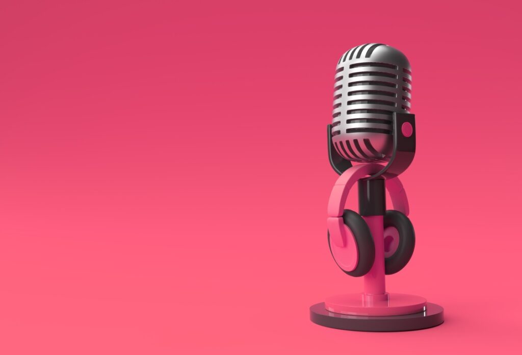 Podcast Mic Microphone Podcasts Pink 3d Headphones Podcasting