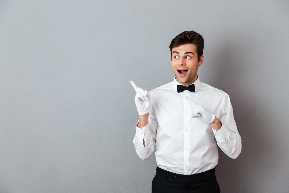 Restaurant Customer Service Happy Cheerful Man Make Waiter