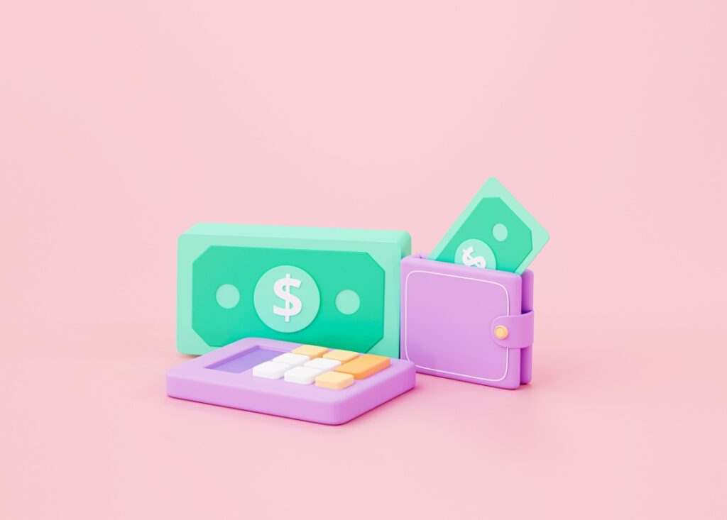 Set Budget Track Expenses Dollar Bills Wallet Calculator 3d Render Rendering