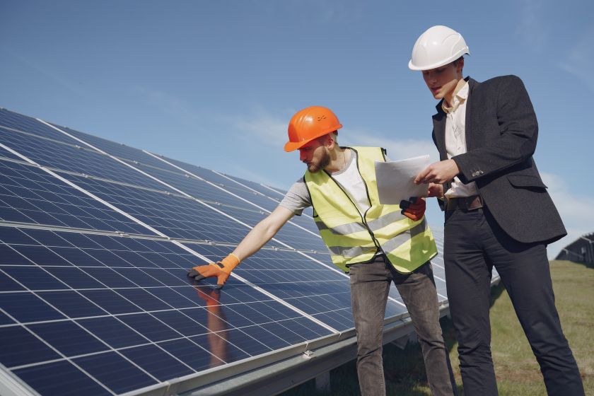 Solar Energy Panels Businesspeople Build Relationships