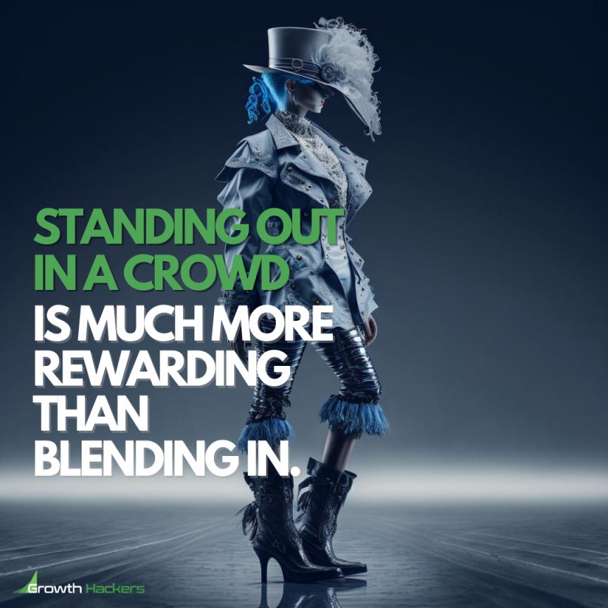 Standing out in a crowd is much more rewarding than blending in. #Branding #BrandIdentity #BrandingAgency #BrandingQuote #BrandingQuotes #StandOut