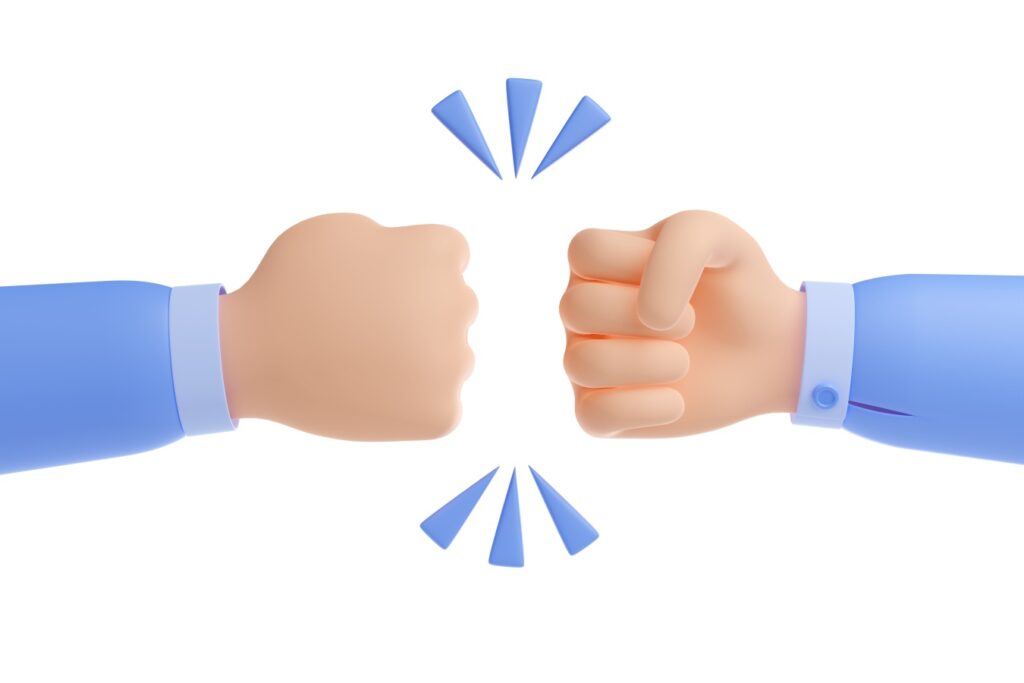 Team Spirit Teamwork Mindset Fist Bumps Hand 3d Rendering