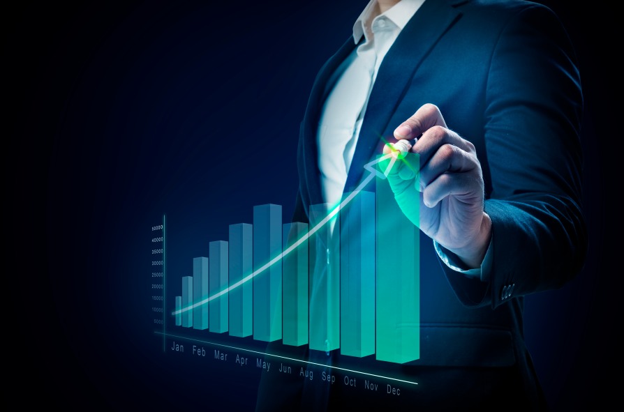 Trends Businessman Graph Growth Business Marketing Success