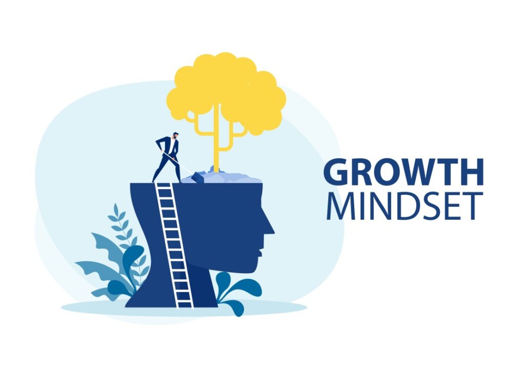 Adopt Growth Mindset Businessman Planting Tree Brain Mind