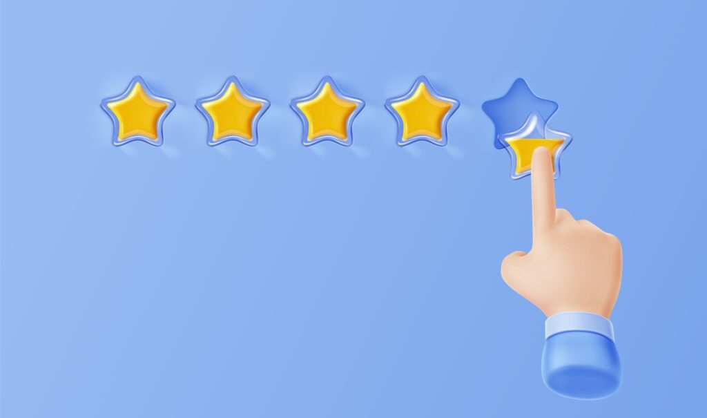 Ask for Reviews Service Ratings 5 Stars 3d Rendering Finger CX Customer Feedback Success Satisfaction
