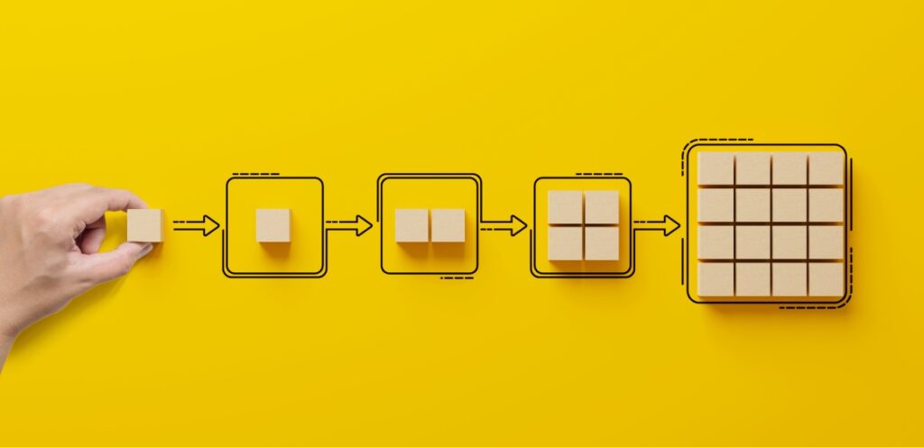 Business Process Workflow Wooden Blocks Hand Automation Flowchart Automation