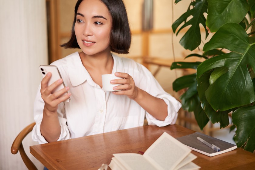 Businesswoman Female Phone Woman Smartphone Coffee Morning Routine