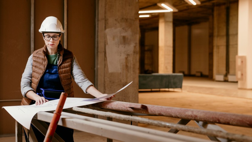 Construction Worker Architect Woman Female Plan Design