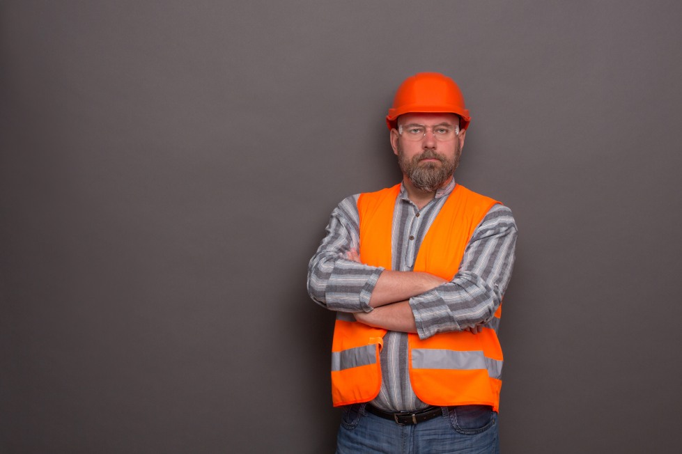 Contruction Male Man Contractor Angry Unhappy Crossed Arms Builders