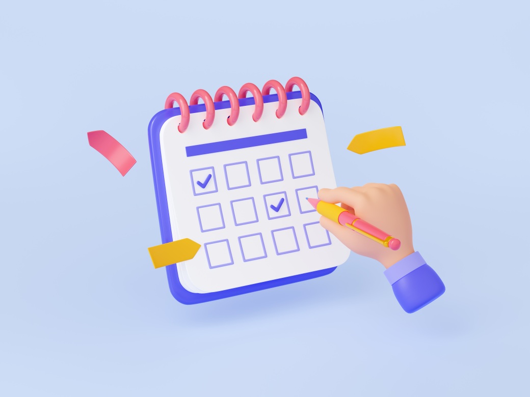 Create a Schedule 3d Render Calendar Hand Pencil Organization Productivity