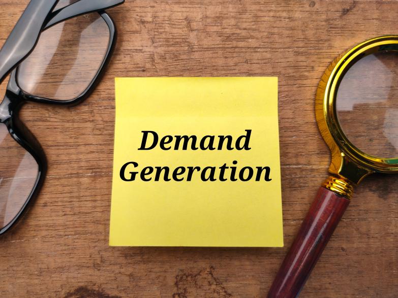 Demand Generation Written Text Post it Glasses Glass Magnifyer