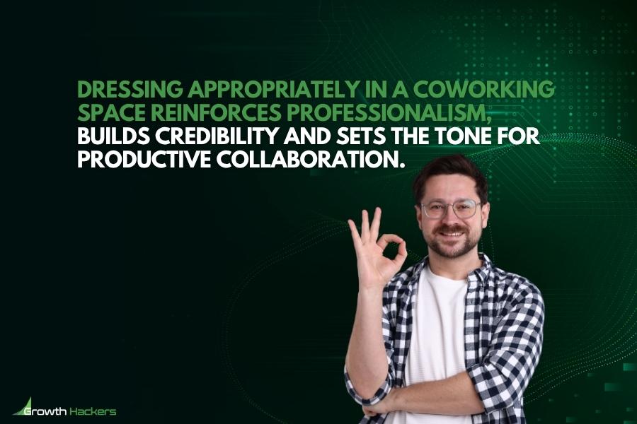 Dressing appropriately in a coworking space reinforces professionalism builds credibility and sets the tone for productive collaboration