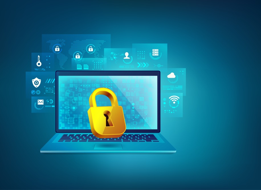 Financial Data Security Cybersecurity Laptop Lock Infosec Malware Hacking