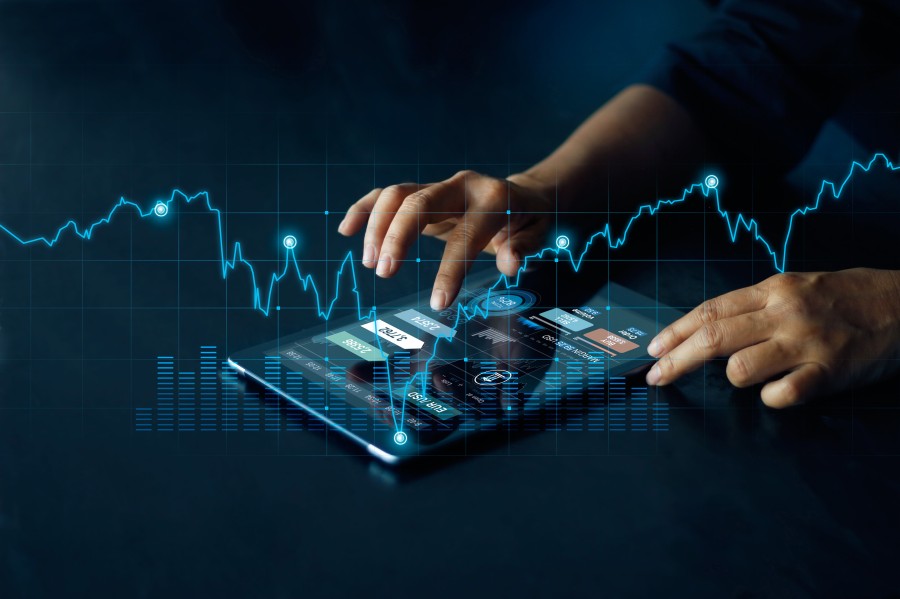 Financial Services SEO Search Engine Optimization Businessman Tablet Metrics Graphs