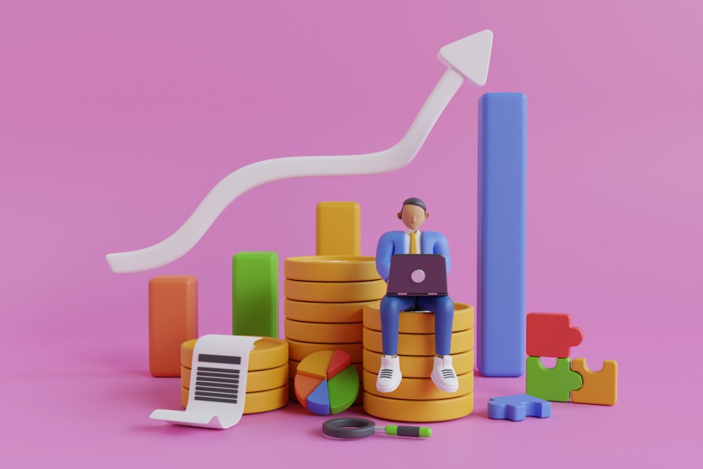 Revenue Growth Business Money 3d Render Graphs