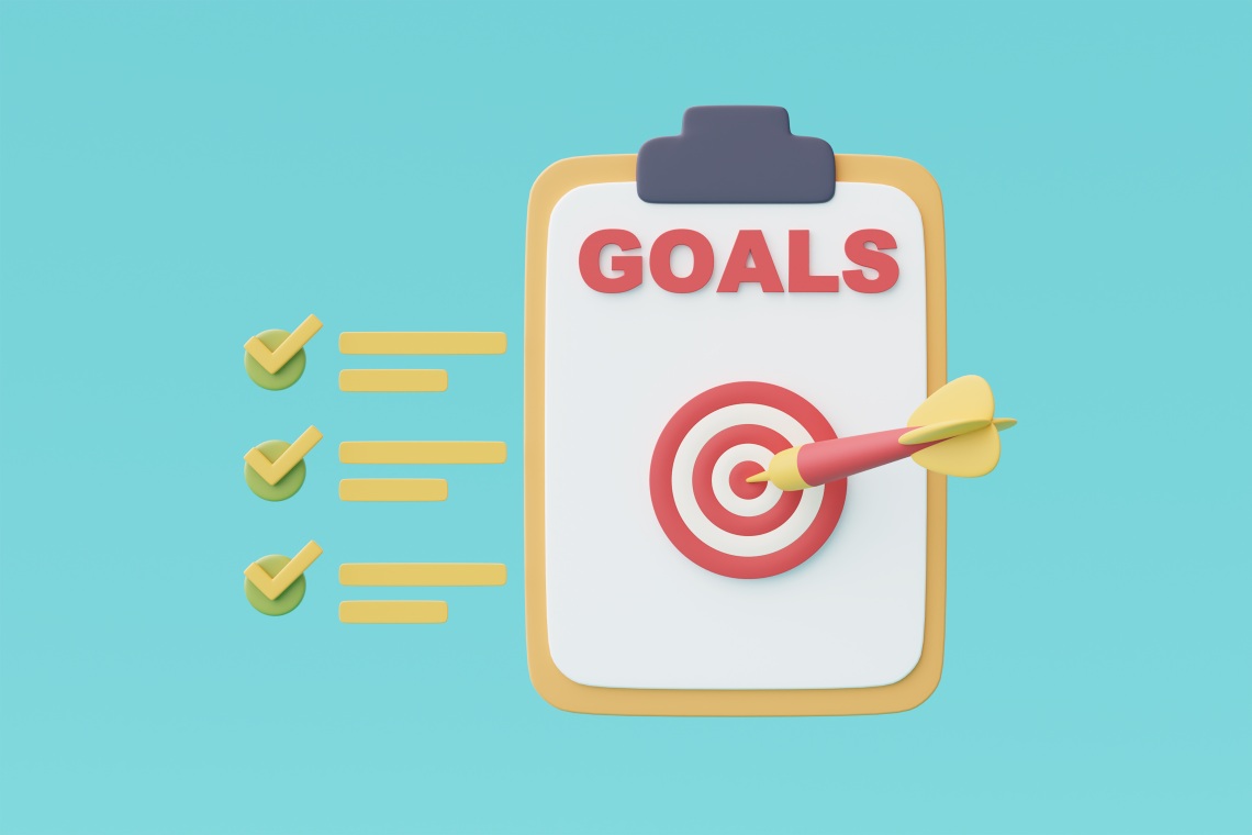Set Goals 3d Board Target Arrow Red Yellow Clipboard Checklist To Do List
