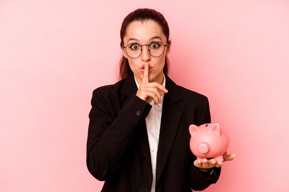 Woman Female Piggybank Finances Cost Effective Keep Secret