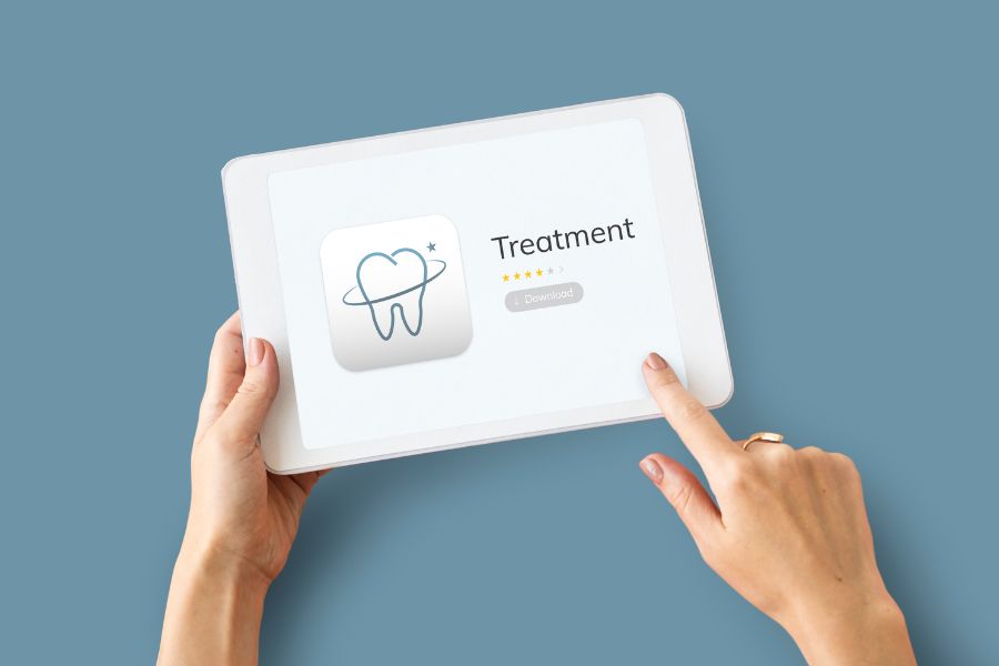illustration dental care application digital tablet