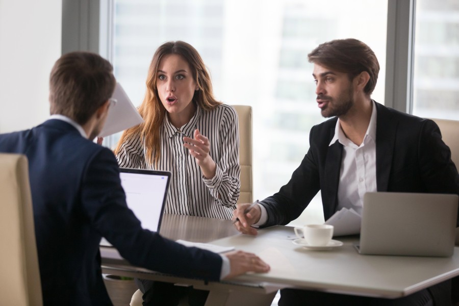 Contract Disputes Businesspeople Angry Unhappy Arguing Business Meeting