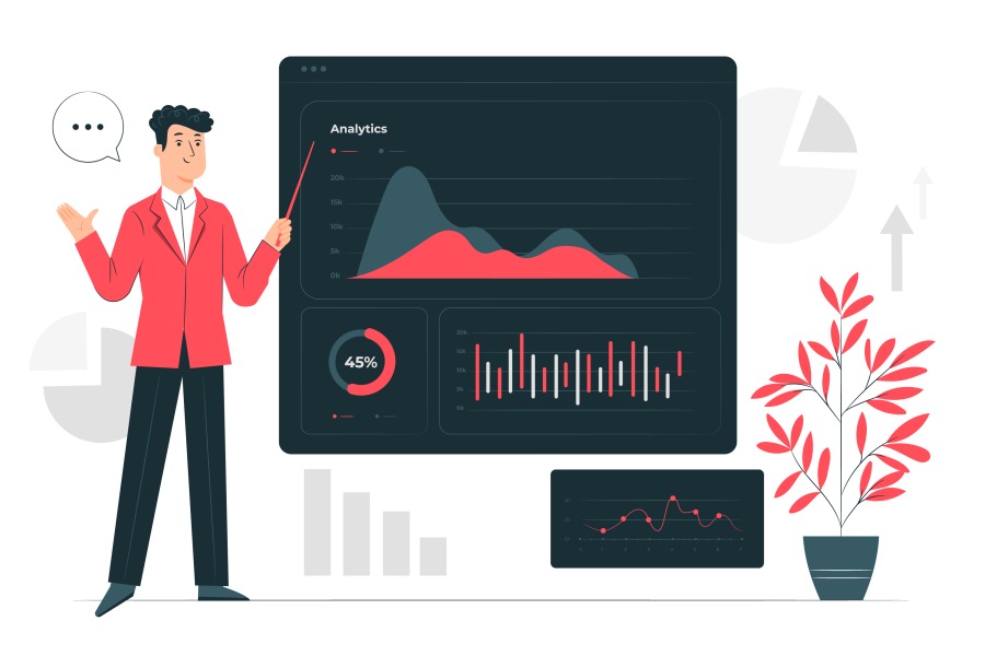 Stay Up-to-Date with Industry Trends Man Make Graphs Whiteboard Data Analytics
