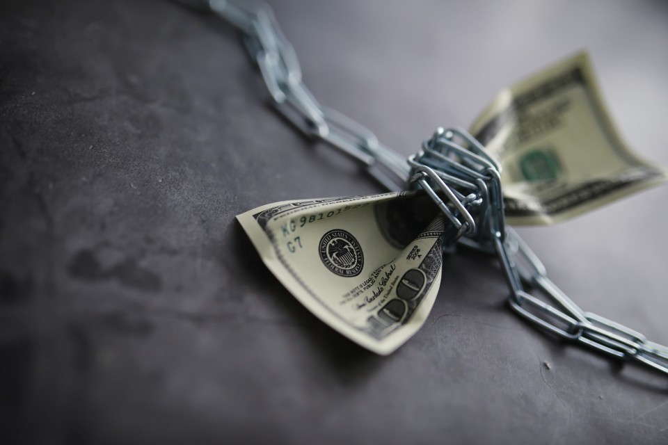 Dollar Bill On Chains Financial Struggle