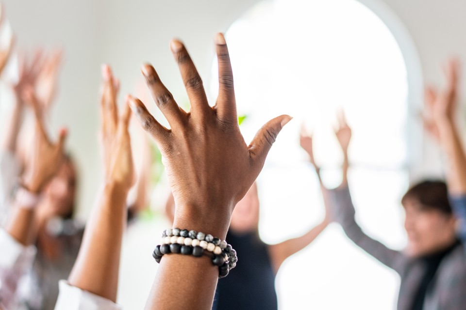 Hands Raised For Digital Transformation