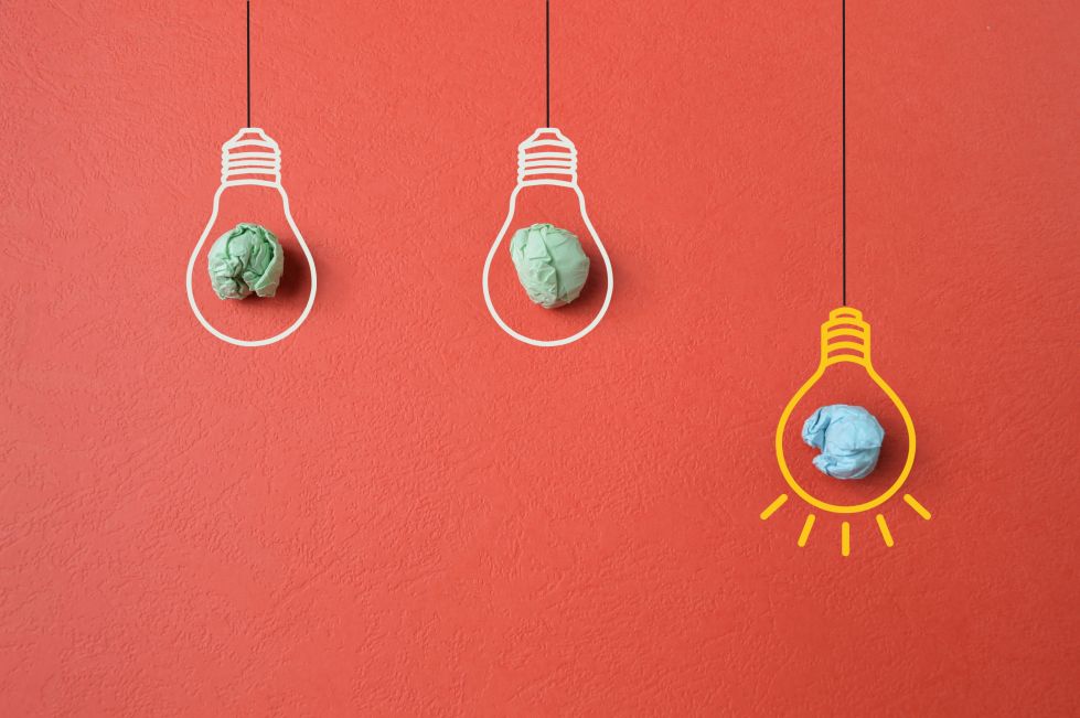Light Bulbs On Red Background