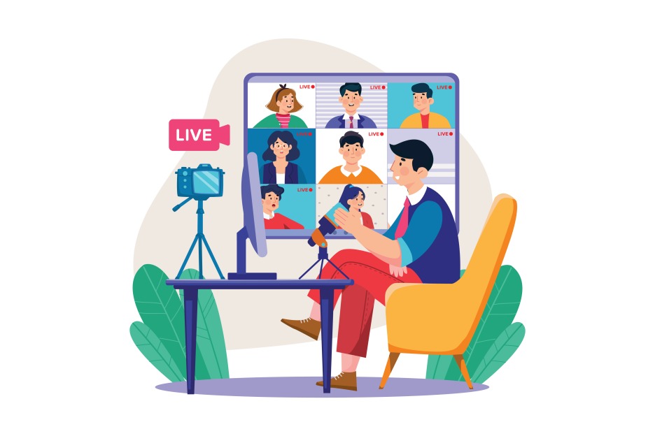 Live Video Streaming Marketing Stream Now Illustration