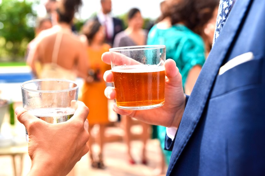 Networking Event People Drinking Glasses Outside