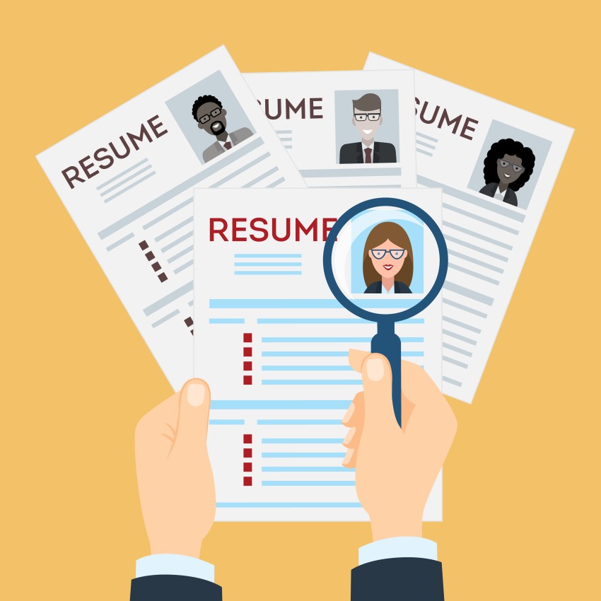 Recruiting Recruitment Resume Glass Magnifyer Pool of Resumes CV CVs