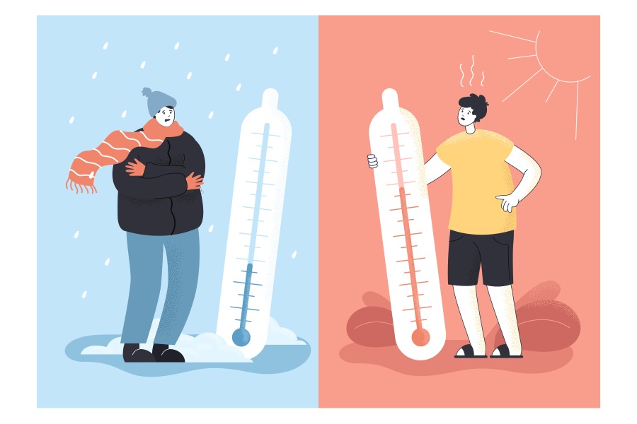 Thermostat Temperature Contrast Cold Hot Summer Winter
