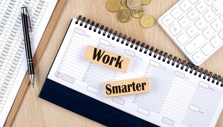 Work Smarter Wooden Blocks Letter Desk Pen Calendar Efficiency Productivity