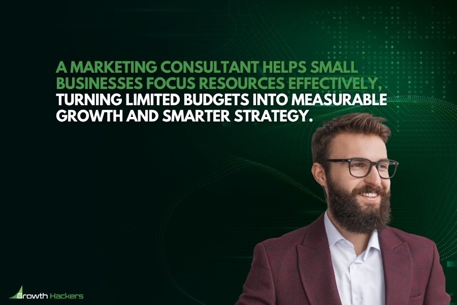 A marketing consultant helps small businesses focus resources effectively turning limited budgets into measurable growth and smarter strategy