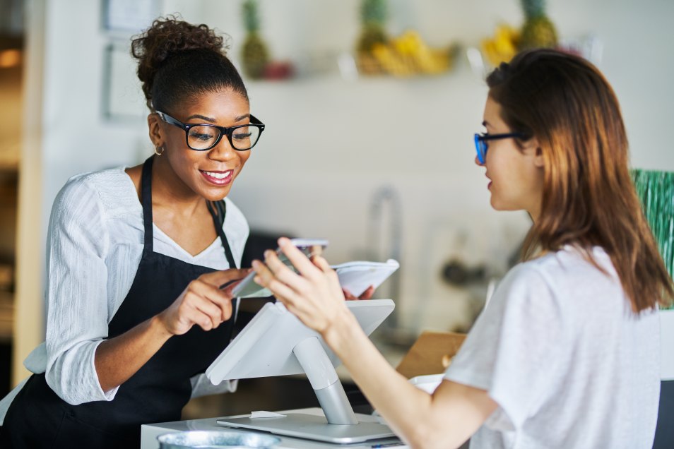 Customer using coupon from smartphone