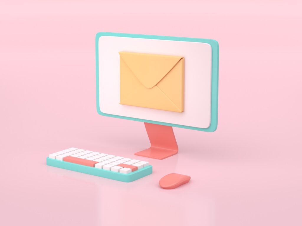Email Marketing 3D Render Rendering Mail Letter Illustration Website Keyboard Pink