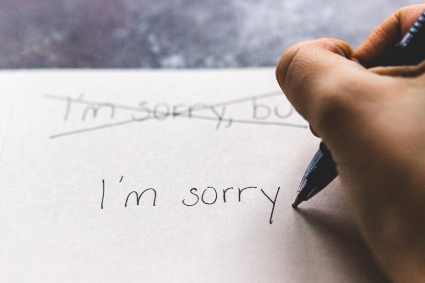 I'm Sorry Written Hand Paper Apologize Take Responsibility