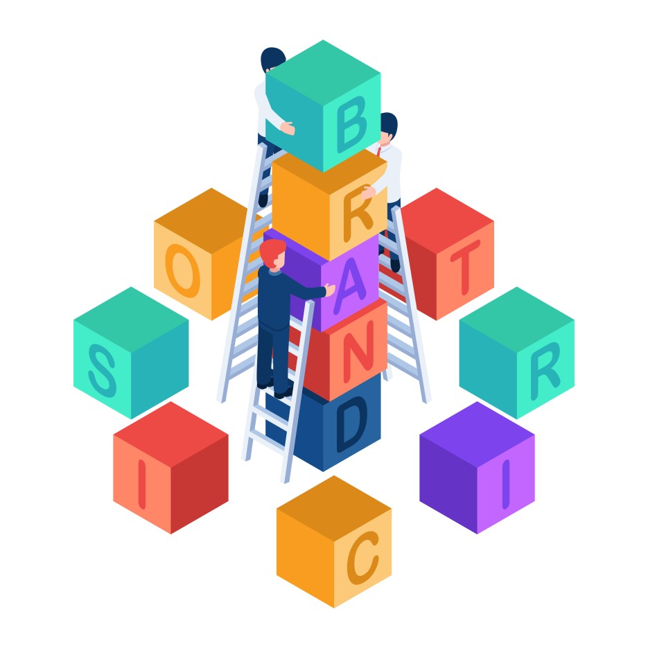 Increase Brand Awareness Branding Cubes Ladder 3d Illustration
