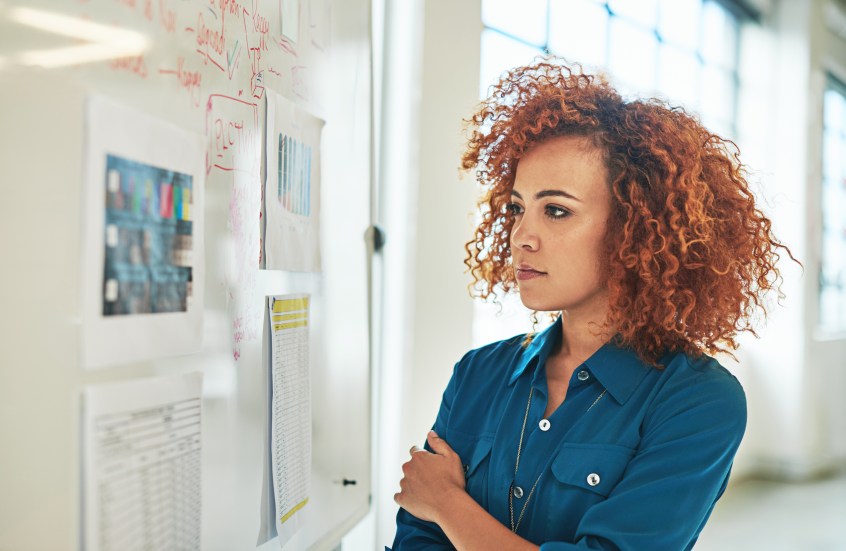 Problem Solving Capabilities Skills Woman Female White Board Solution