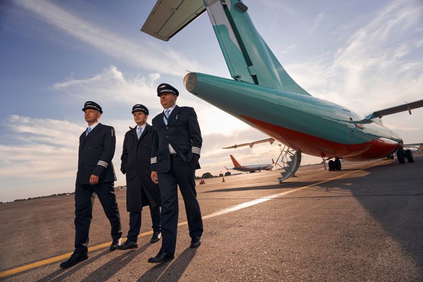 Three Plane Pilots Captain Acquiring Aircrafts Airport