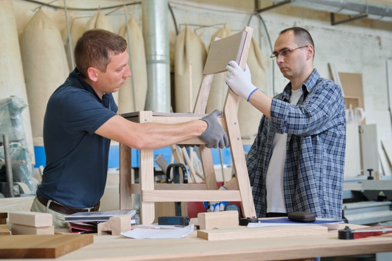 Wood Workers Sourcing Materials Men Chair Carpenter