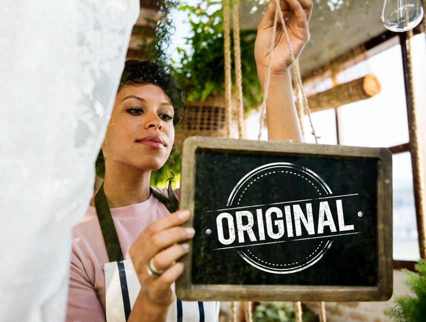 Be Original Food Restaurant Retail Store Sign Woman