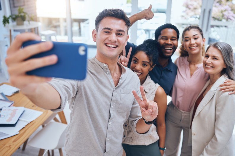 Business Team Taking Selfie Employee Engagement Diversity Teamwork