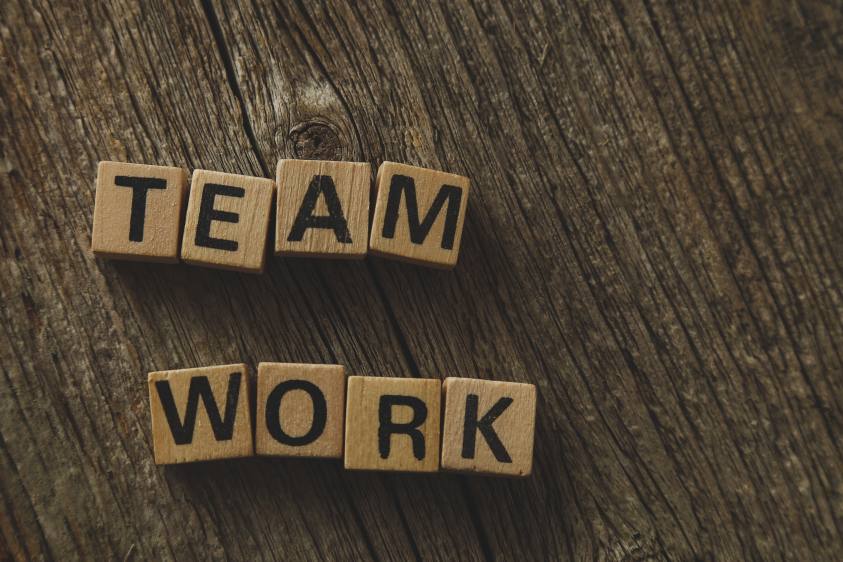 Encourage Teamwork Team Work Letters Wooden Blocks Cubes Wood