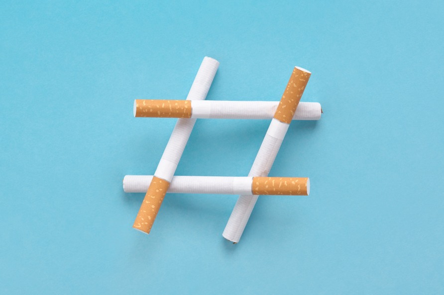 Hashtag Symbol Made of Cigarettes Tobacco Sign