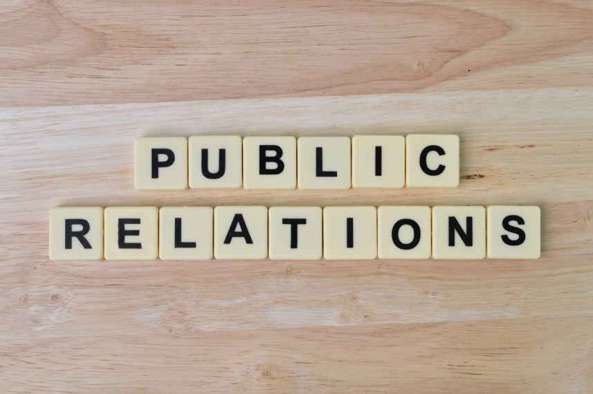 Public Relations Scrabble Letters PR Wooden Desk