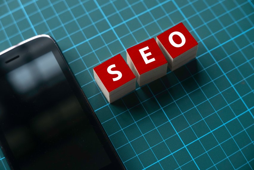 SEO Letters Smartphone Search Engine Optimization Concept