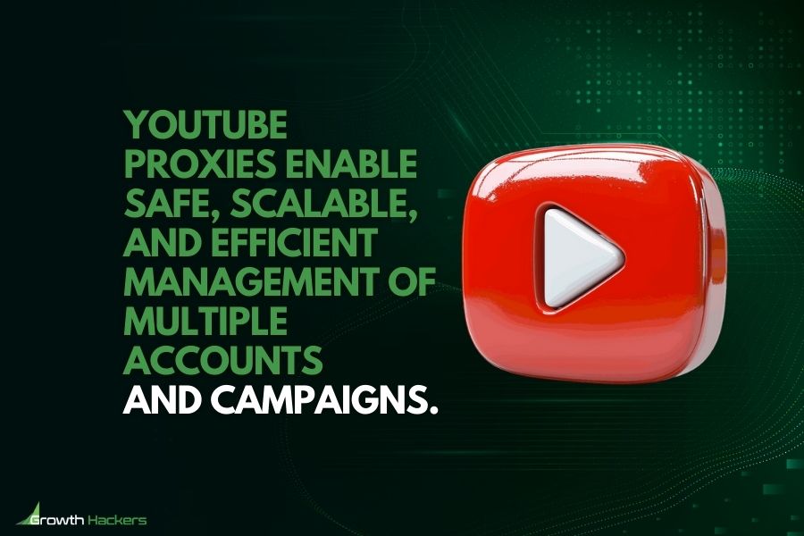 YouTube proxies enable safe, scalable, and efficient management of multiple accounts and campaigns