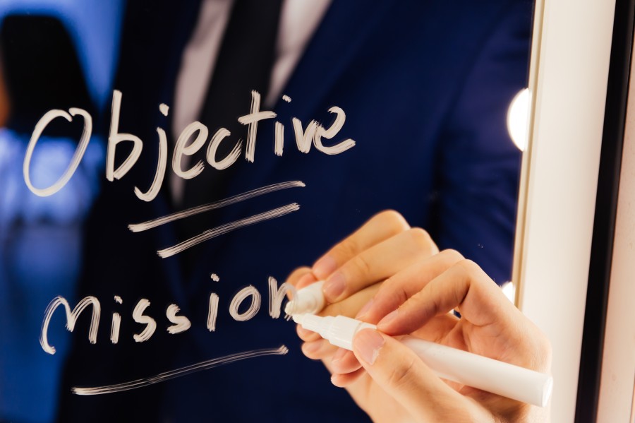 Assess Objective Mission Business Writing Marker Mirror Goals Vision