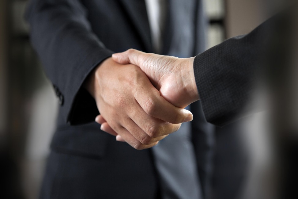 Business Joint Venture Shake Hands Hand Shaking Businesspeople Contract Agreement