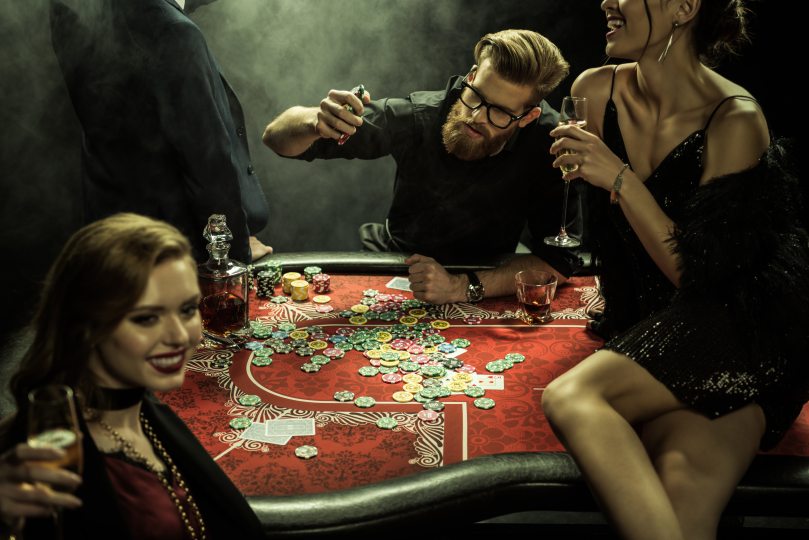Casino Event Organization Poker Game Men Women Playing Betting Gambling